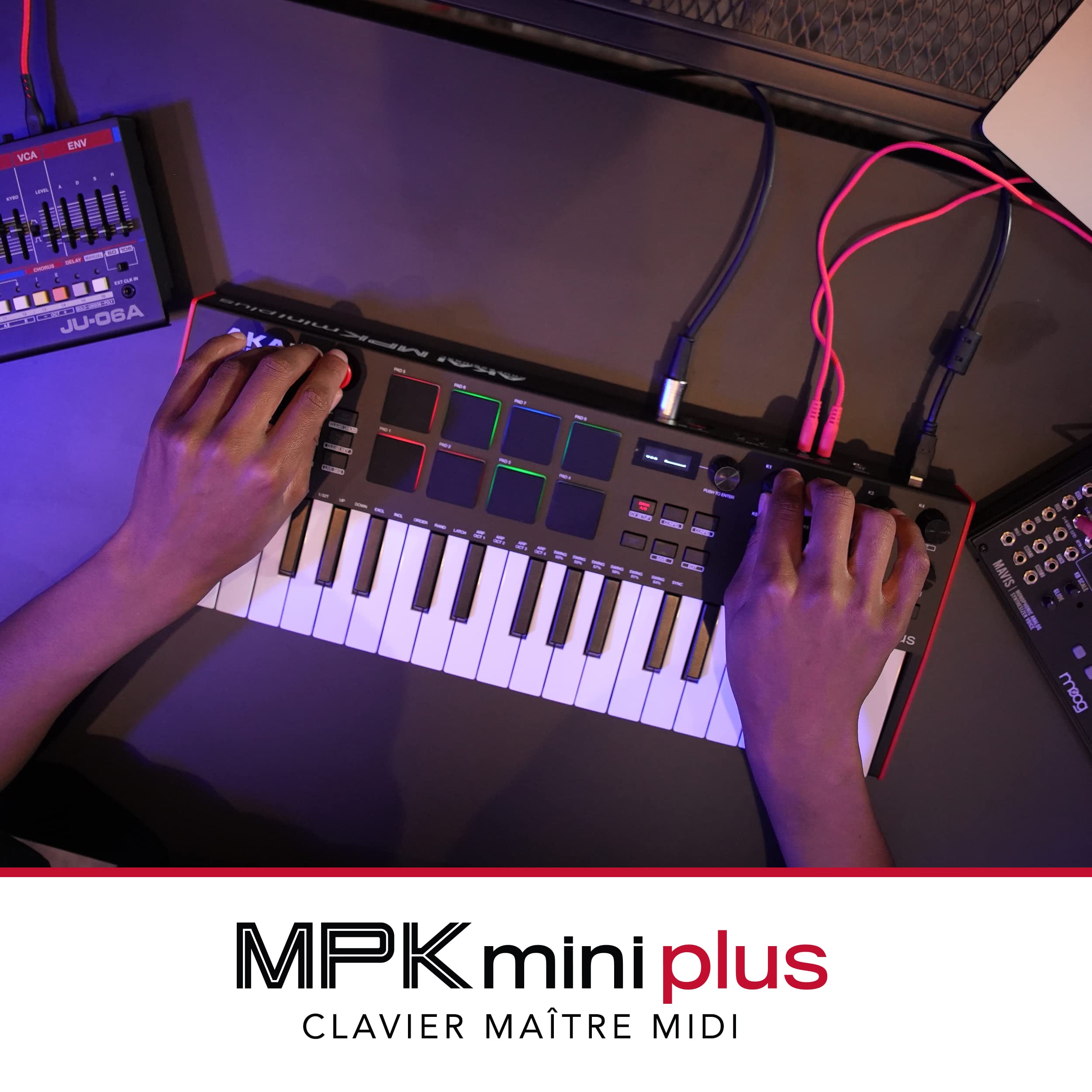 Akai Professional MPK Mini Plus - Clavier MIDI USB à 37 Touches avec Huit Pads MPC, Molettes, Logiciel de Production et Native Instruments Sound Package