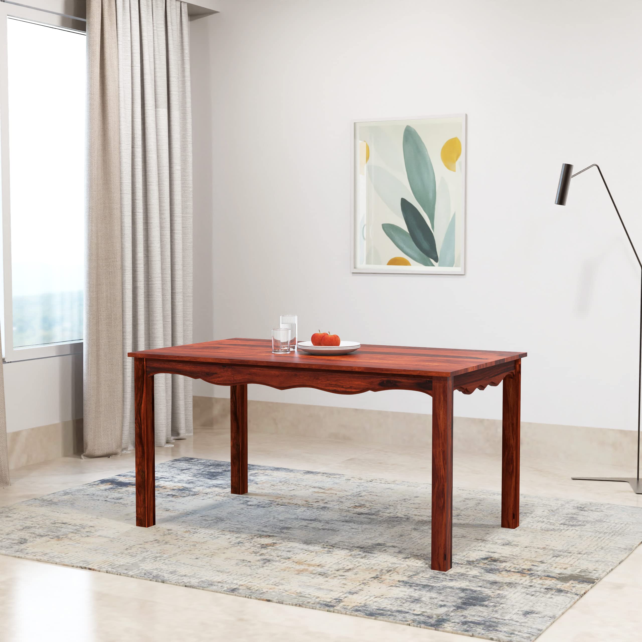 Amazon Brand - Solimo Mehraab 6 Seater Dining Table (Solid Sheesham Wood, Honey Finish)