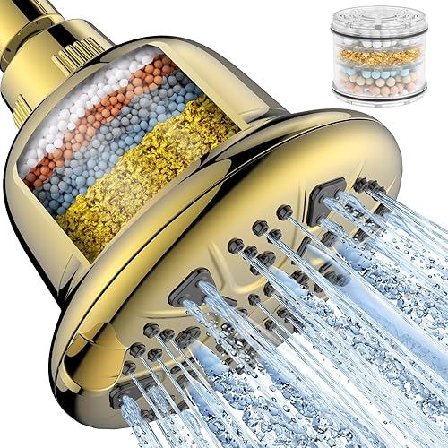 MakeFit Cabezal de ducha filtrado, cabezal de ducha de alta presión con filtro para agua dura, cabezal de ducha de lluvia suavizador de agua,