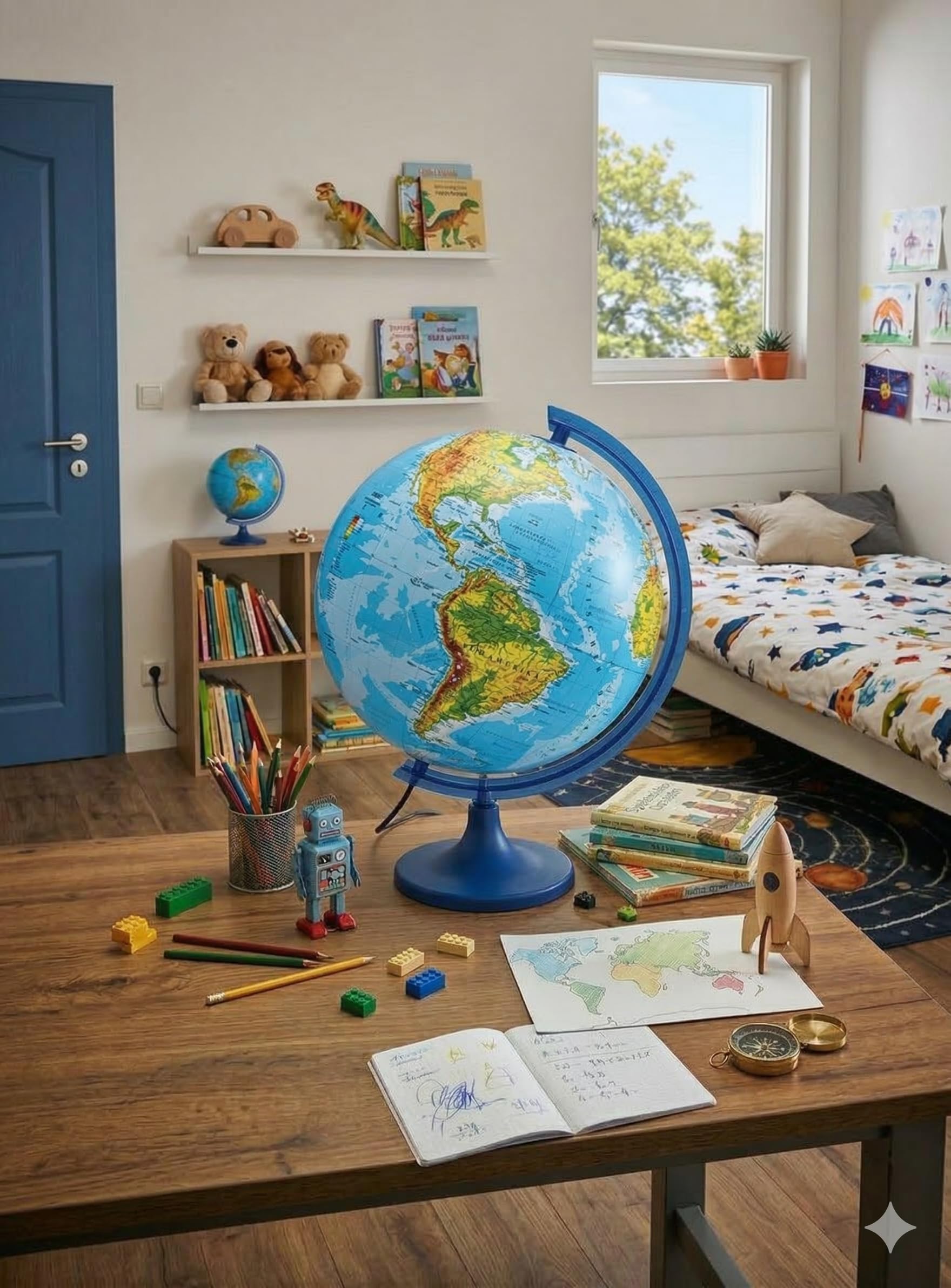 DONAU Politisch-physischer Globus / 25 cm/Karte auf Deutsch/Leuchtglobus/Interaktive Multiglobus-Anwendung/Lernhilfe/Schreibtischdekoration/Geografieunterricht für Kinder/Nachttischlampe
