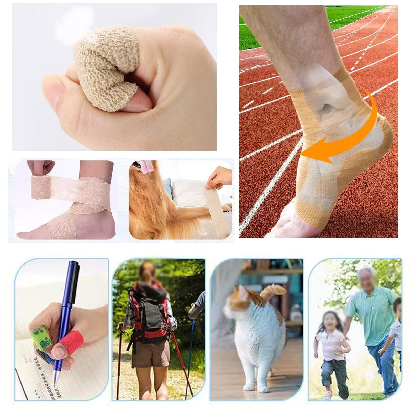 Selbstklebender Verband,Cohesive Bandage 108 Rollen x 5cm x 4,5m Pflaster Rolle Verbandsmaterial, Elastische Binde Bandage Fixierbinde Haftbandage Selbstklebend für Sport,Handgelenk Vet Wrap (schwarz)