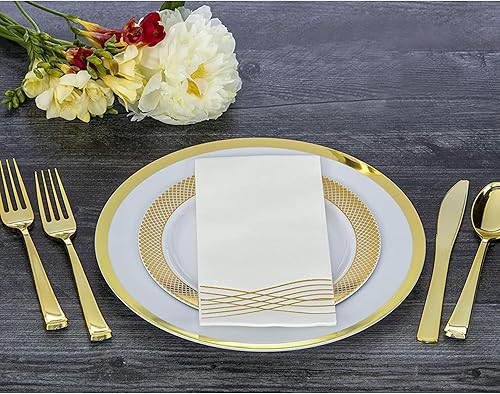 Miniatura 5 de By Madee 50 Pack Christmas Napkins Disposable  Disposable Hand Towels for Bathroom  Linen Like Elegant Holiday Napkins (Gold)