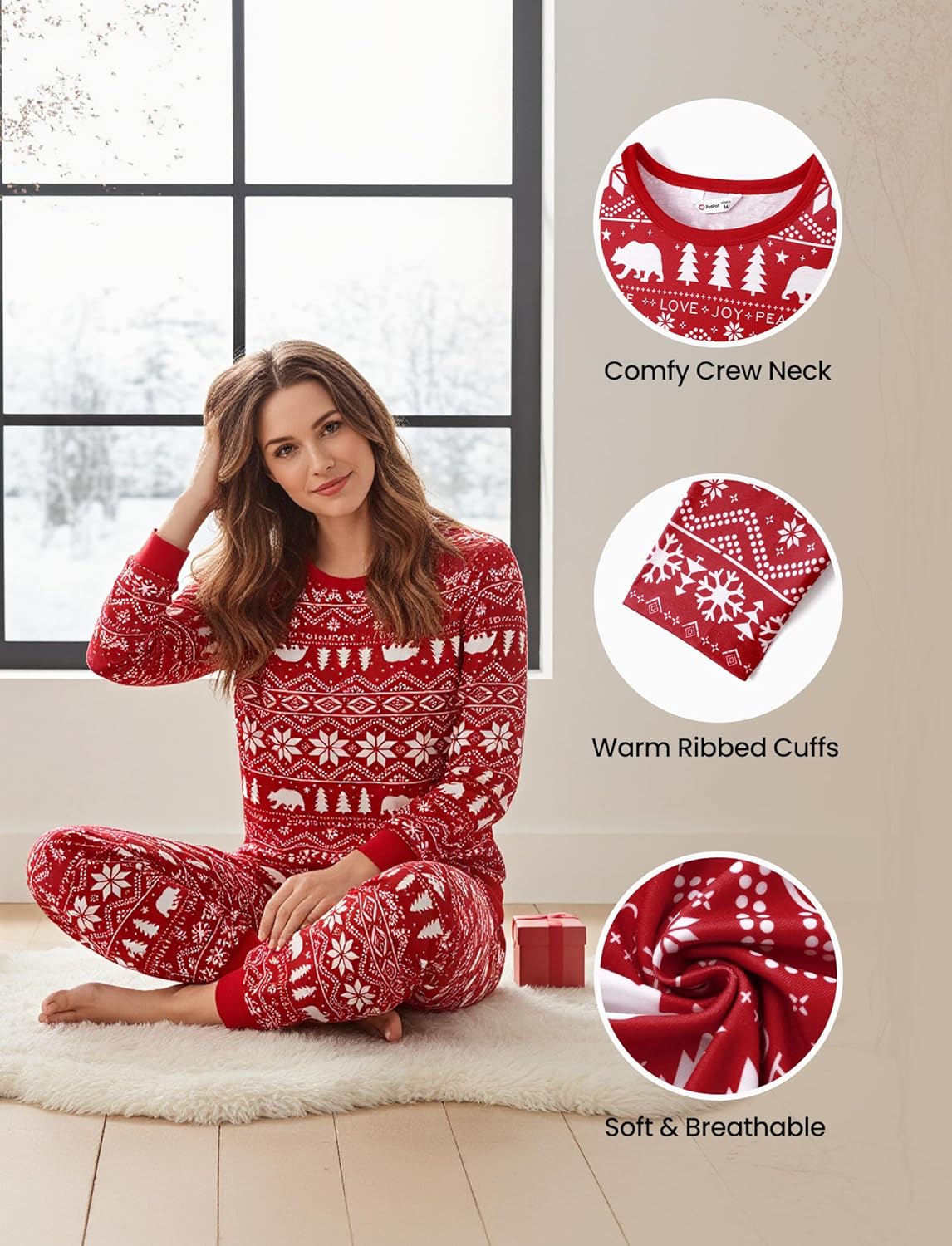 PATPAT Christmas Family Matching Pajama Sets Includes Christmas Socks - Perfect for Family Photos & Holiday Celebrations - Image 5
