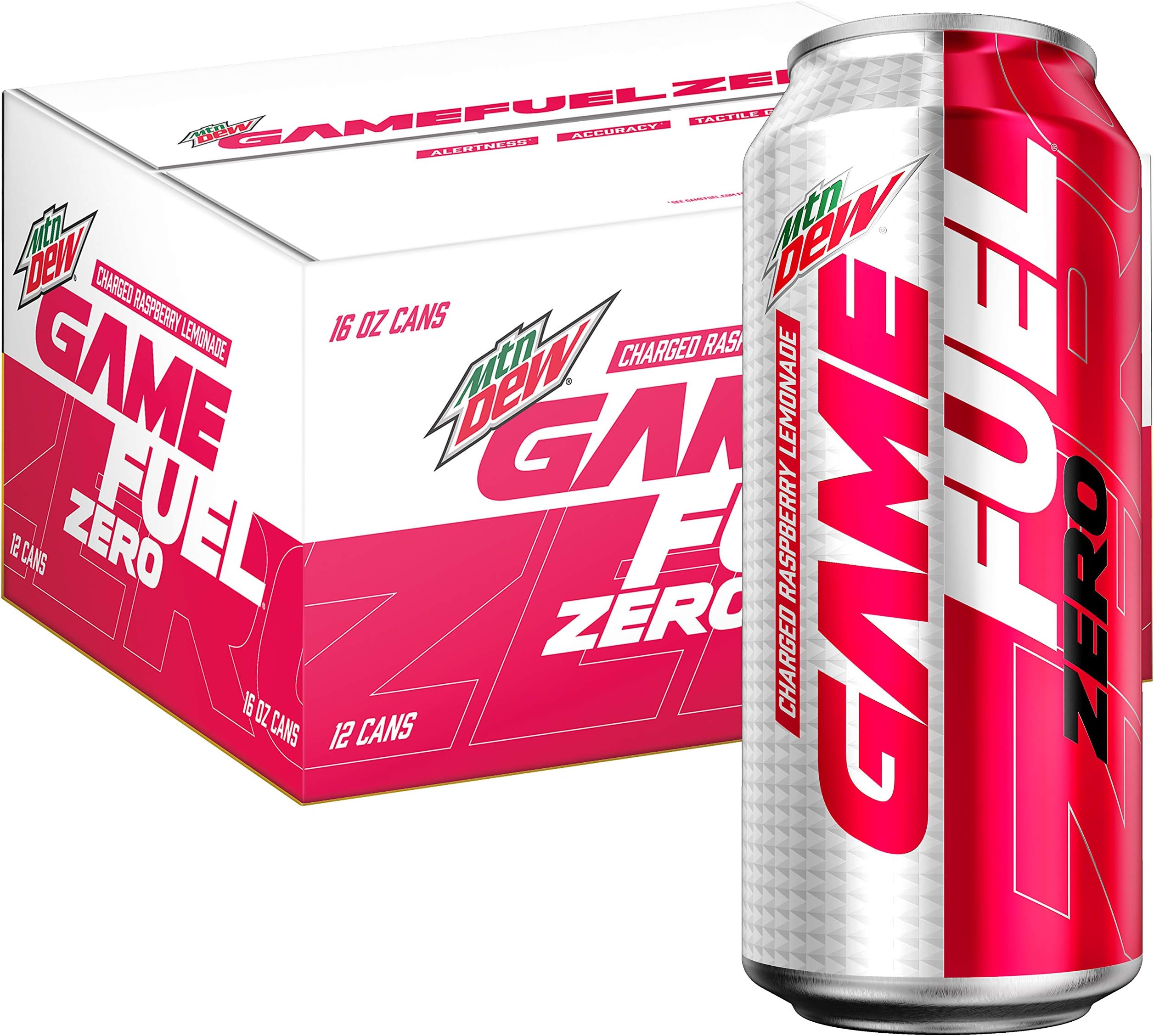 Mountain Dew Game Fuel Zero, Charged Raspberry Lemonade, 16 Fl Oz. Cans (12 Pack)