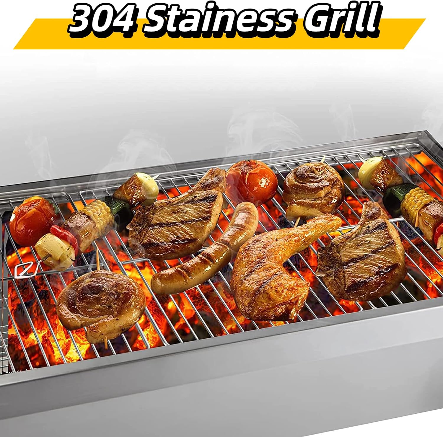 Electric BBQ Rotisserie Grill Roaster With Wind Screen, 51 Inch 132LBS Capacity, Automatic 50W Motor Height Adjustable Stainless Steel, Roaster for Pig Lamb Goat Outdoor Barbecue