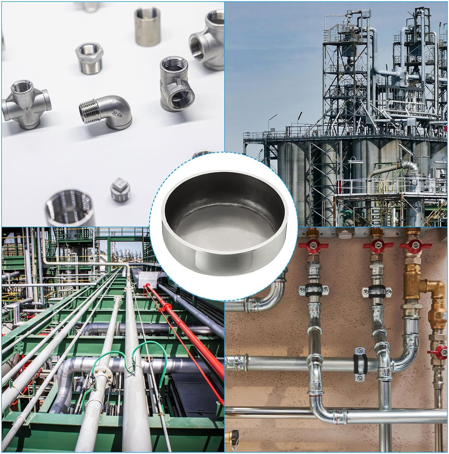 PATIKIL Pipe End Cap,1Pcs 304 Stainless Steel Tube End Caps Round Fitting Cap 60mm / 2 3/8inch OD Polished Pipe Cover Silver for Plumbing HVAC Industries Metal Tubing Water Gas Welding