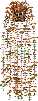 Der Rose 1Pcs Fake Fall Plants Hanging Orange Artificial Potted Faux Eucalyptus Plant Decorations for Fall Thanksgiving Bathroom Table Centerpiece Wall Kitchen Room Decor Indoor and Outdoor