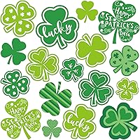 Vista 1 de Whaline 17 imanes para refrigerador del día de San Patricio, trébol verde, calcomanías magnéticas de trébol de la suerte, imán decorativo de garaje