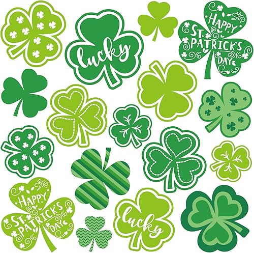 Whaline 17 imanes para refrigerador del día de San Patricio calcomanías magnéticas de trébol verde trébol de la suerte imán decorativo de garaje