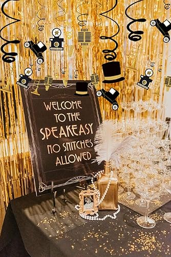 Miniatura 4 de LaVenty Roaring - Cartel con diseño de espiral de los años 20 para decoración de cumpleaños de 20 años