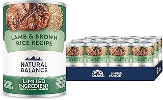 Natural Balance Limited Ingredient Adult Wet Canned Dog Food with Healthy Grains, Lamb & Brown Rice Recipe, 13 Ounce (Pack of 12)