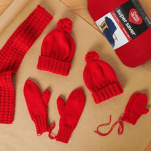 Miniatura 3 de Red Heart Super Saver Jumbo - Ovillo de hilo de color cereza, 1 unidad de 35.2 oz, acrílico 100 %, peso estambre o 4 (medio), 1860 yd, para tejido