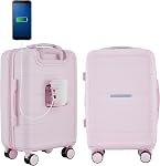 French Connection Unisex St. Martin Carry-on Luggage with Cup Holder/USB Ports Luggage- Carry-On Luggage