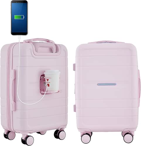 French Connection St. Martin Carry-On Luggage with Cup Holder/USB Ports,