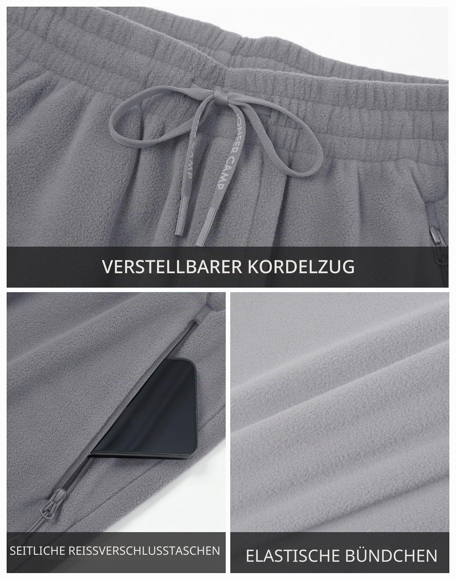 Pioneer Camp Herren Fleece Jogginghose – Warme Thermohose mit Anti-Statik Silberfaser, Weich & Bequem für Winter Freizeit & Outdoor