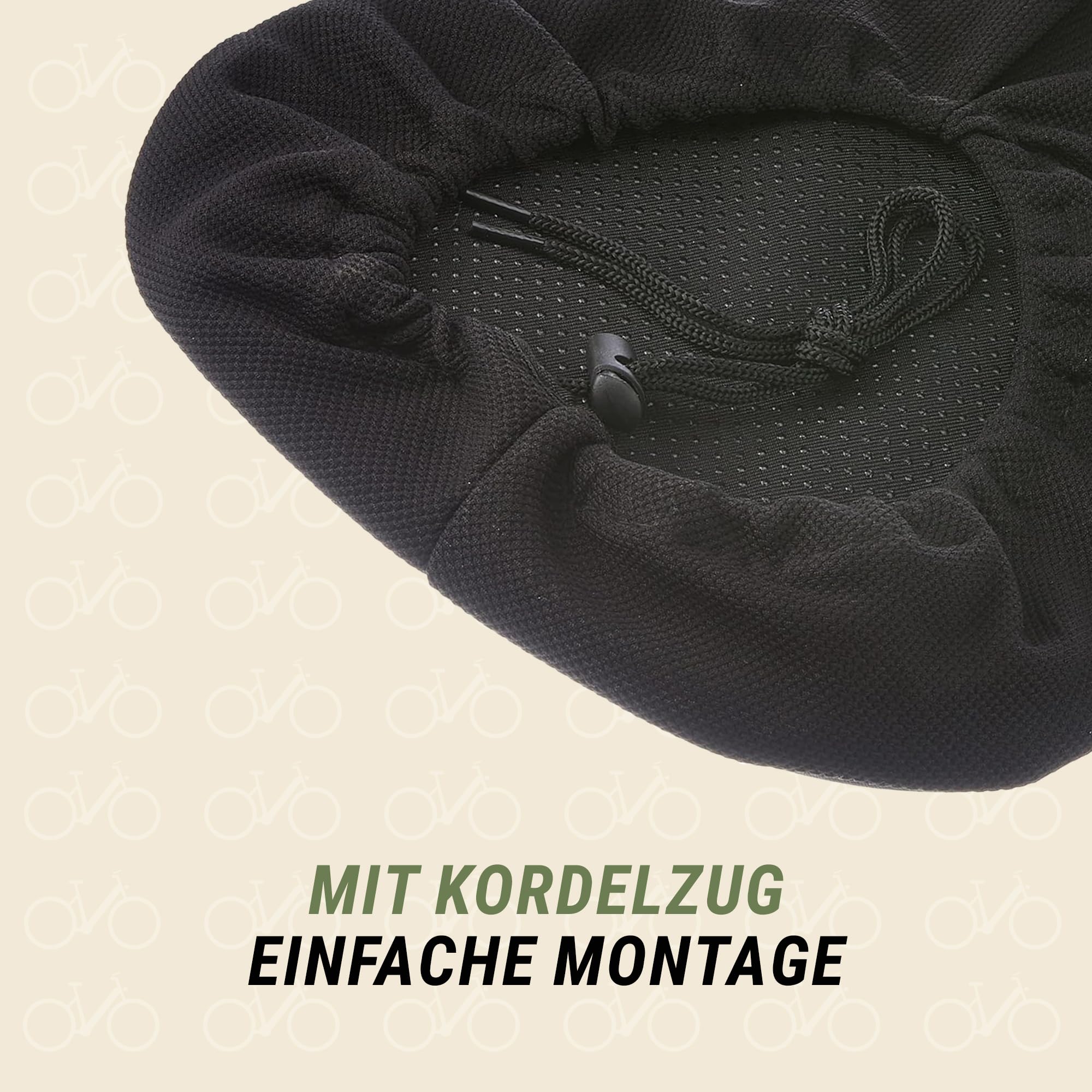 Prophete Coprisella con Inserto in Gel e Coulisse – Copri Sella ergonomica per Un Elevato Comfort di Guida, Design Sottile, Nero, Personalizzabile Individualmente per Bicicletta ed e-Bike