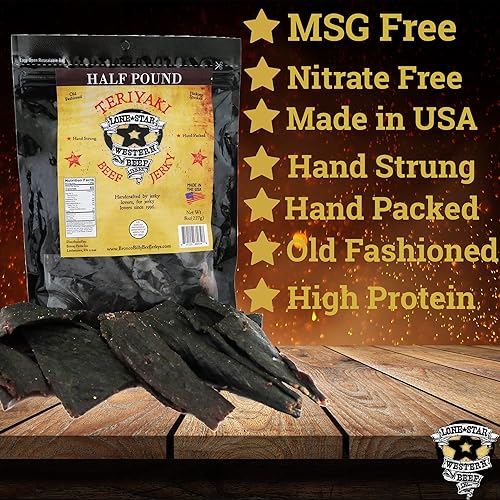 Miniatura 2 de Lone Star Teriyaki - Carne seca con sabor a carne seca  Bolsa resellable de 8 onzas  Sabor clásico hecho a mano  Hecho en los Estados Unidos