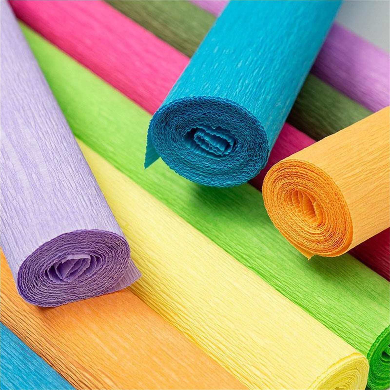 5 rouleaux de papier crépon coloré 250x50cm pour Mariage et Fête