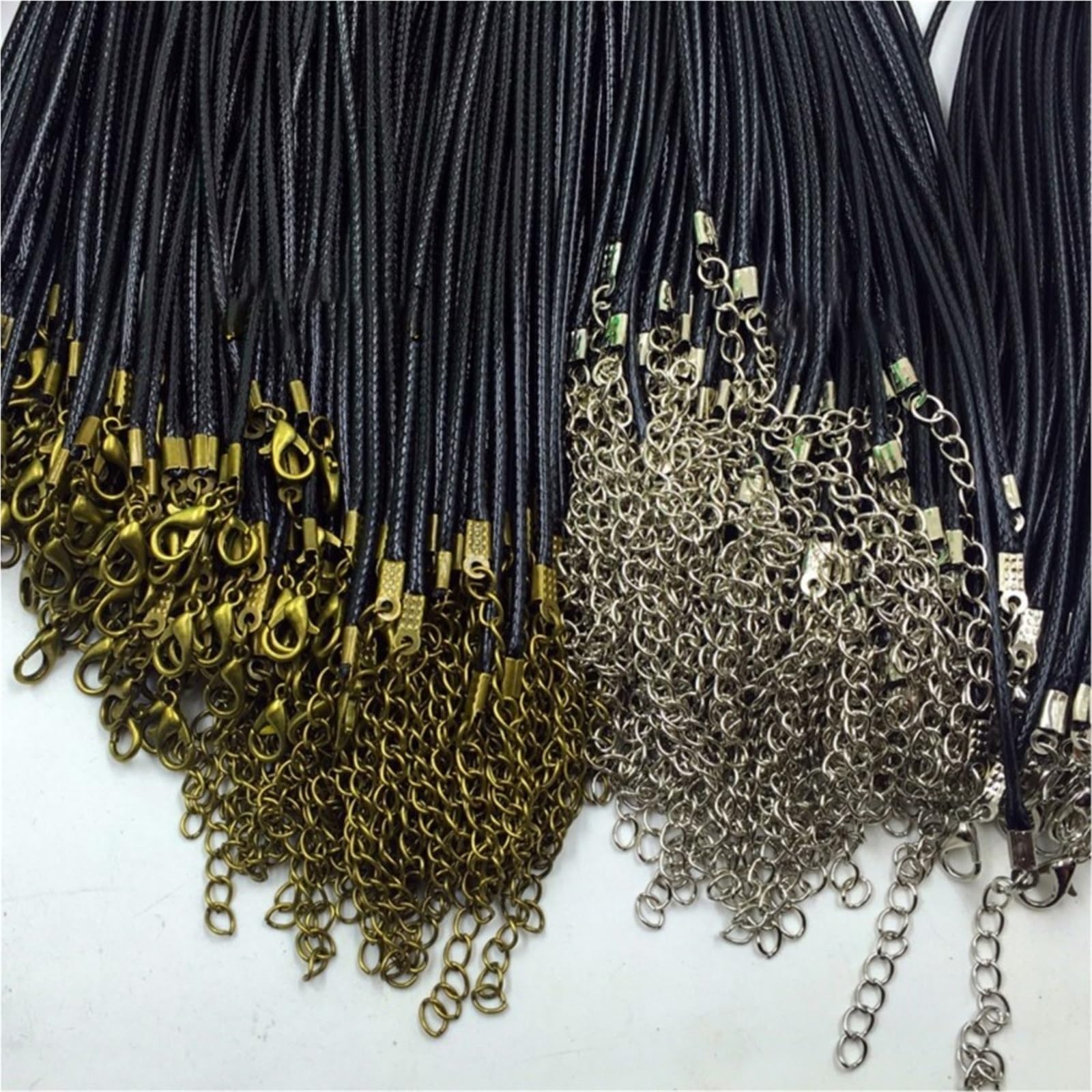 Cordino Per Collana Cordone for collana cerato con catena in bronzo | Chiusura a moschettone marrone da 20 pezzi da 45 cm for perline di gioielli fai-da-te(Black 2,2mm)