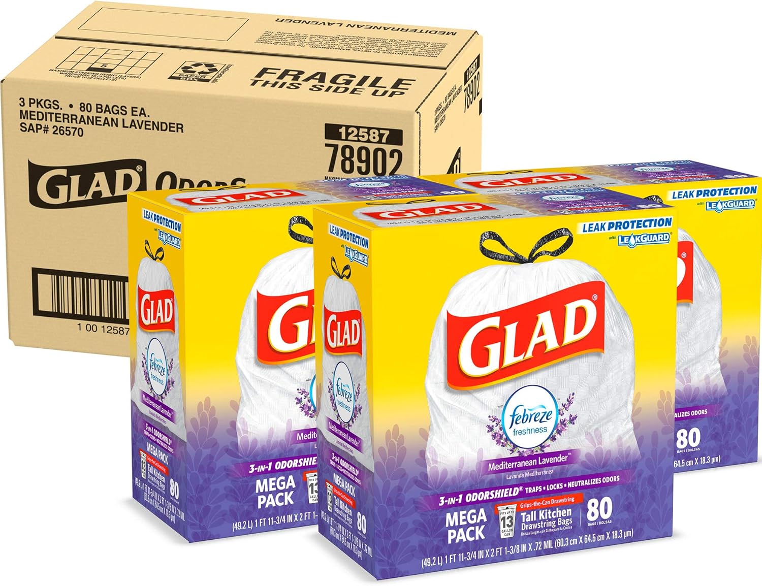 Glad OdorShield Tall Kitchen Drawstring Trash Bags