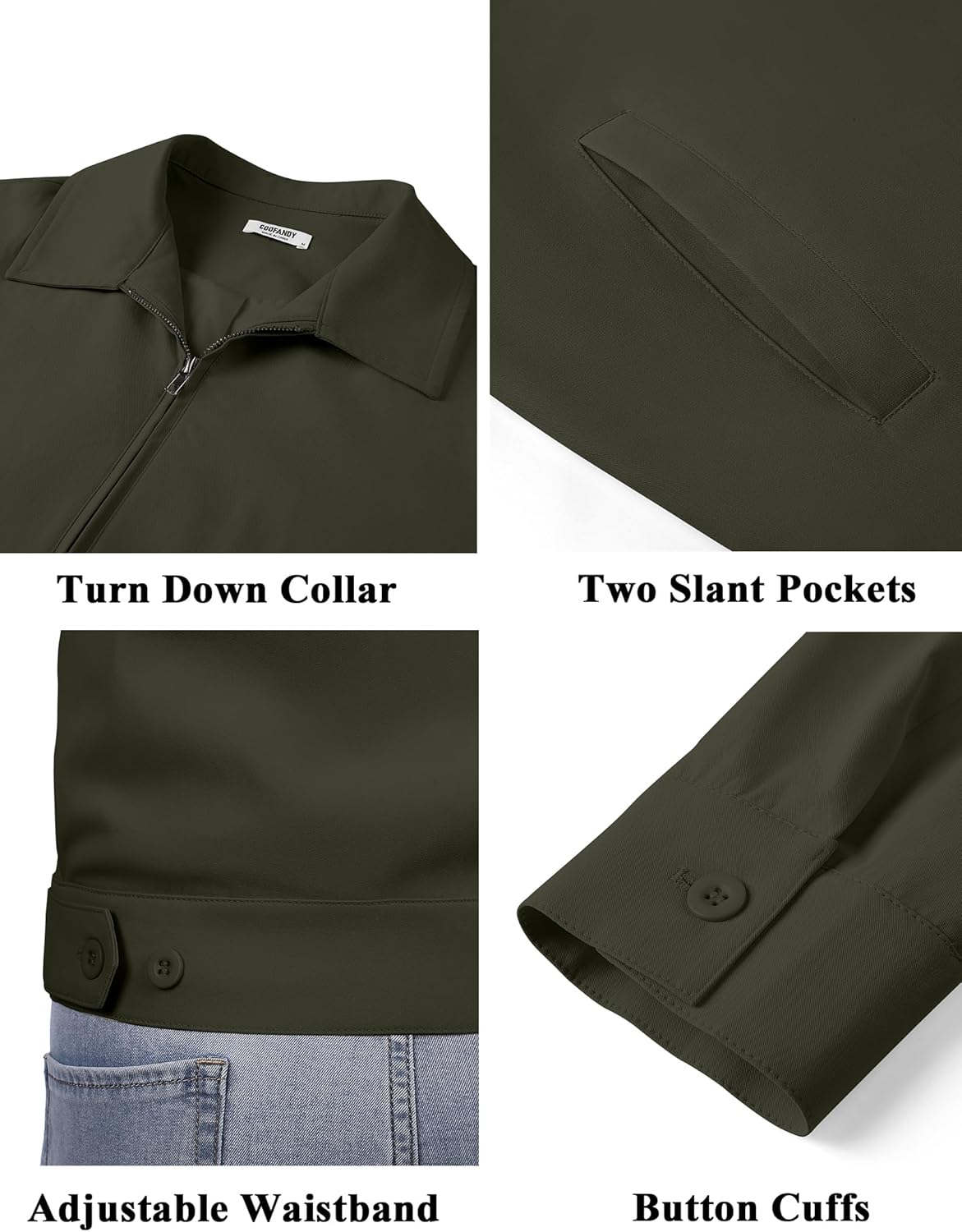 COOFANDY Men's Lightweight Zip Up Jacket Eisenhower Work Office Jackets Casual Golf Outwear - Image 6