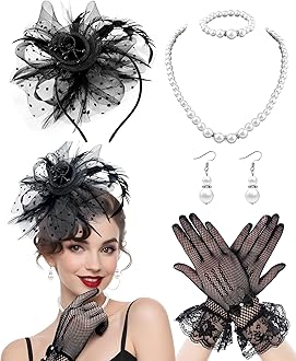 Bnsikun5Pcs Fascinators Hat for Women Tea Party Veil Mesh Headband Feather Hat for Women Veil Tea Party Hats