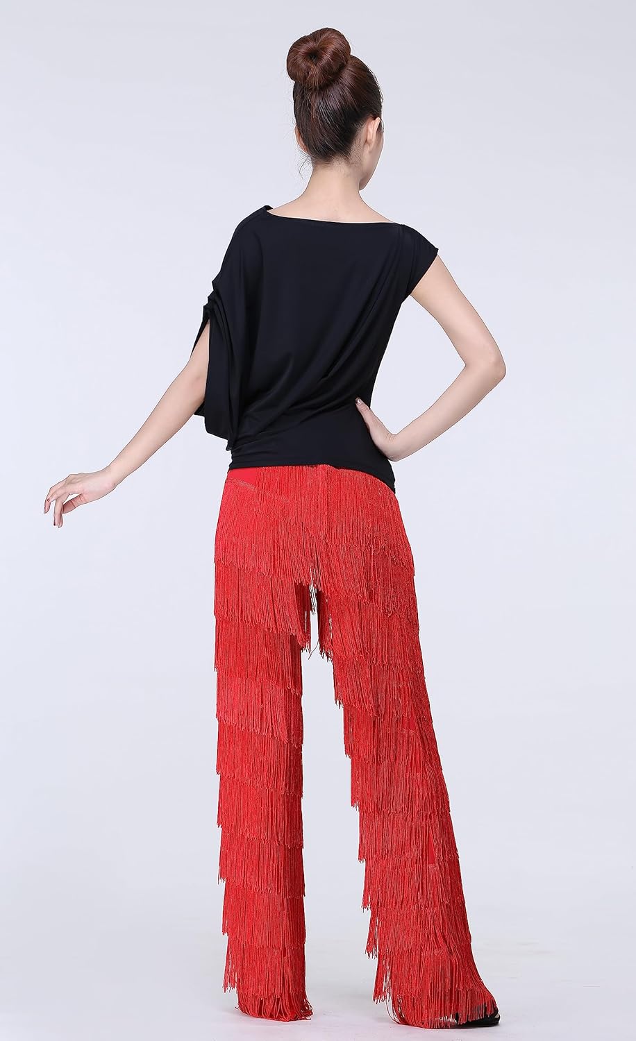 Women's Tassels Fringe Dance Pants Ballroom Latin Tango Salsa Practice Performance Dancing Costume Pants - Image 4