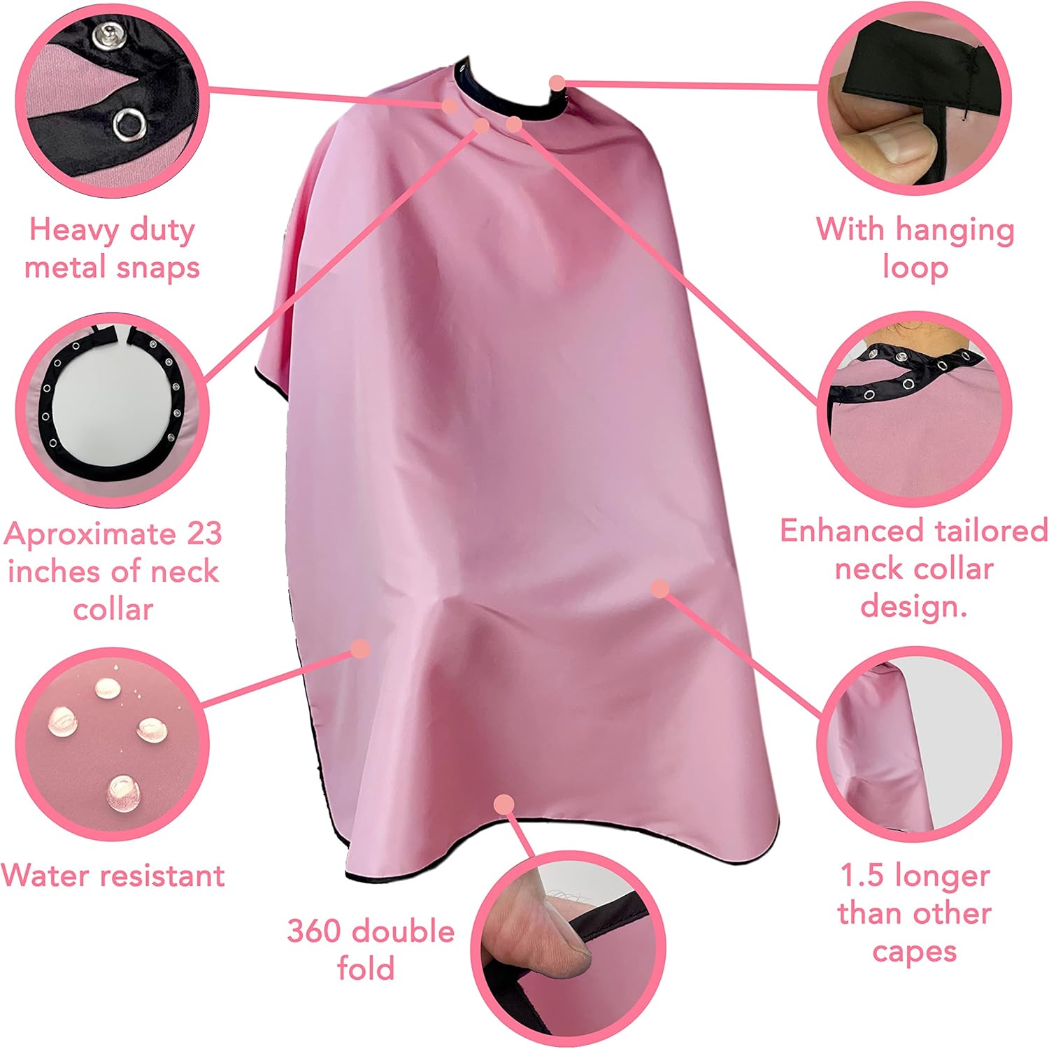 Allegro Combs Cutting Capes Adjustable 46X60 In. One-Size-Fits-All Stainless Steel Snap Buttons