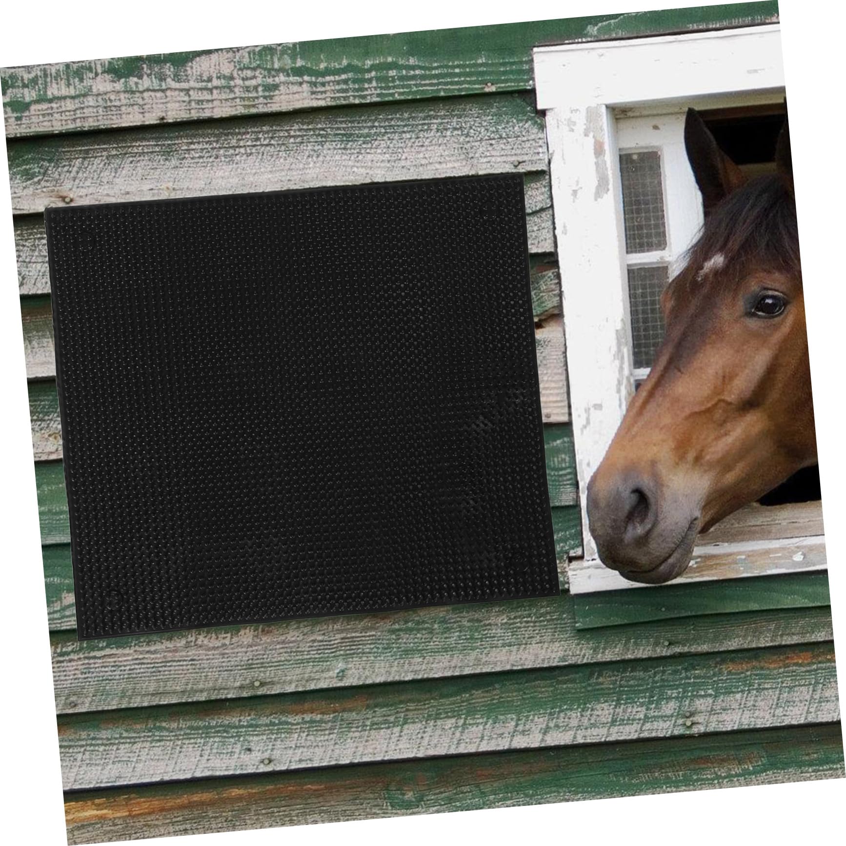 Spazzola per Bovini Nera in Silicone 1 Pezzo, Robusta | Antiprurito per Cavalli e Stalle, Uso in Fattoria, Installazione Semplice, Accessorio per Box
