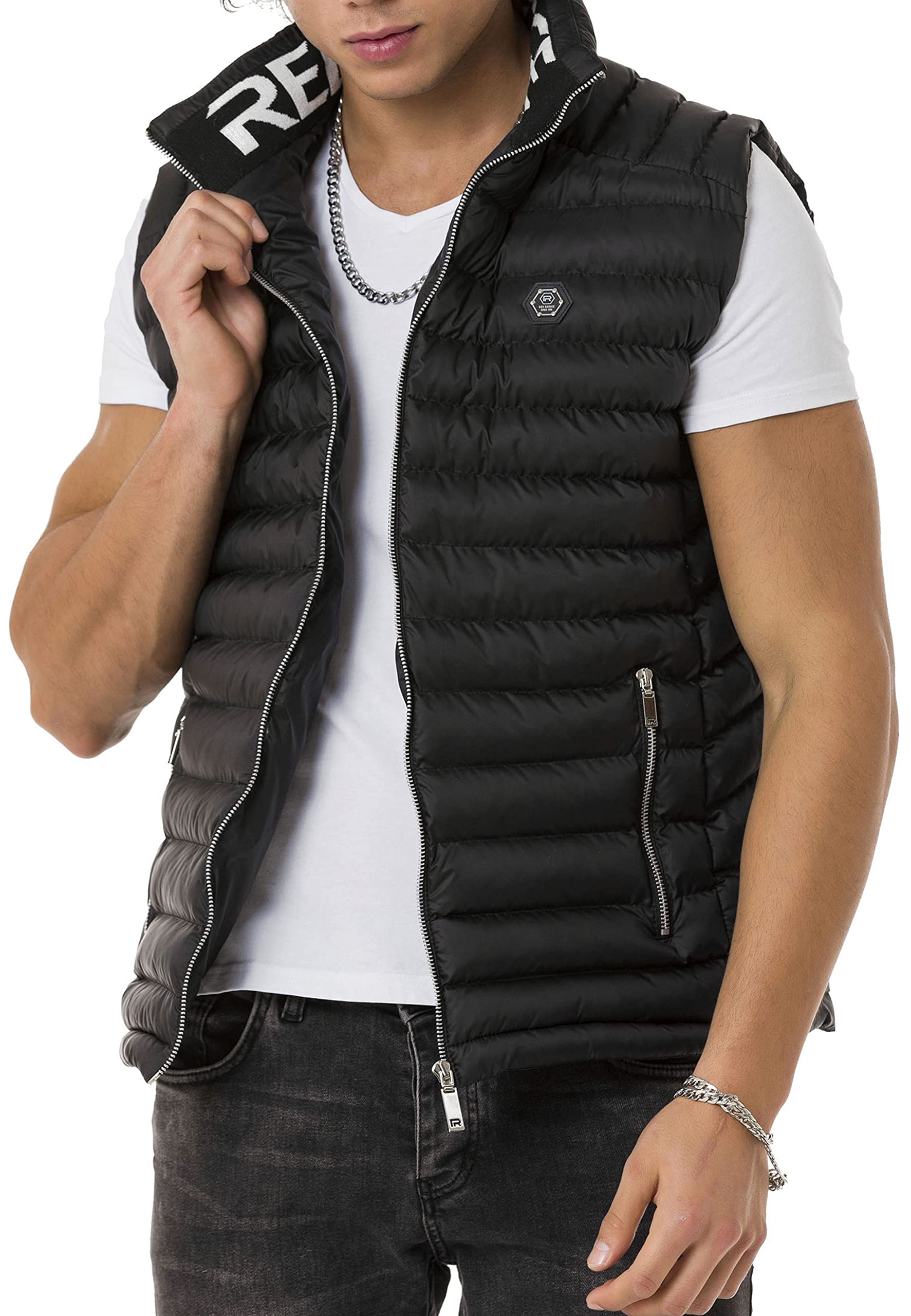 Red Bridge - Gilet da uomo con colletto alto, con stampa a collar