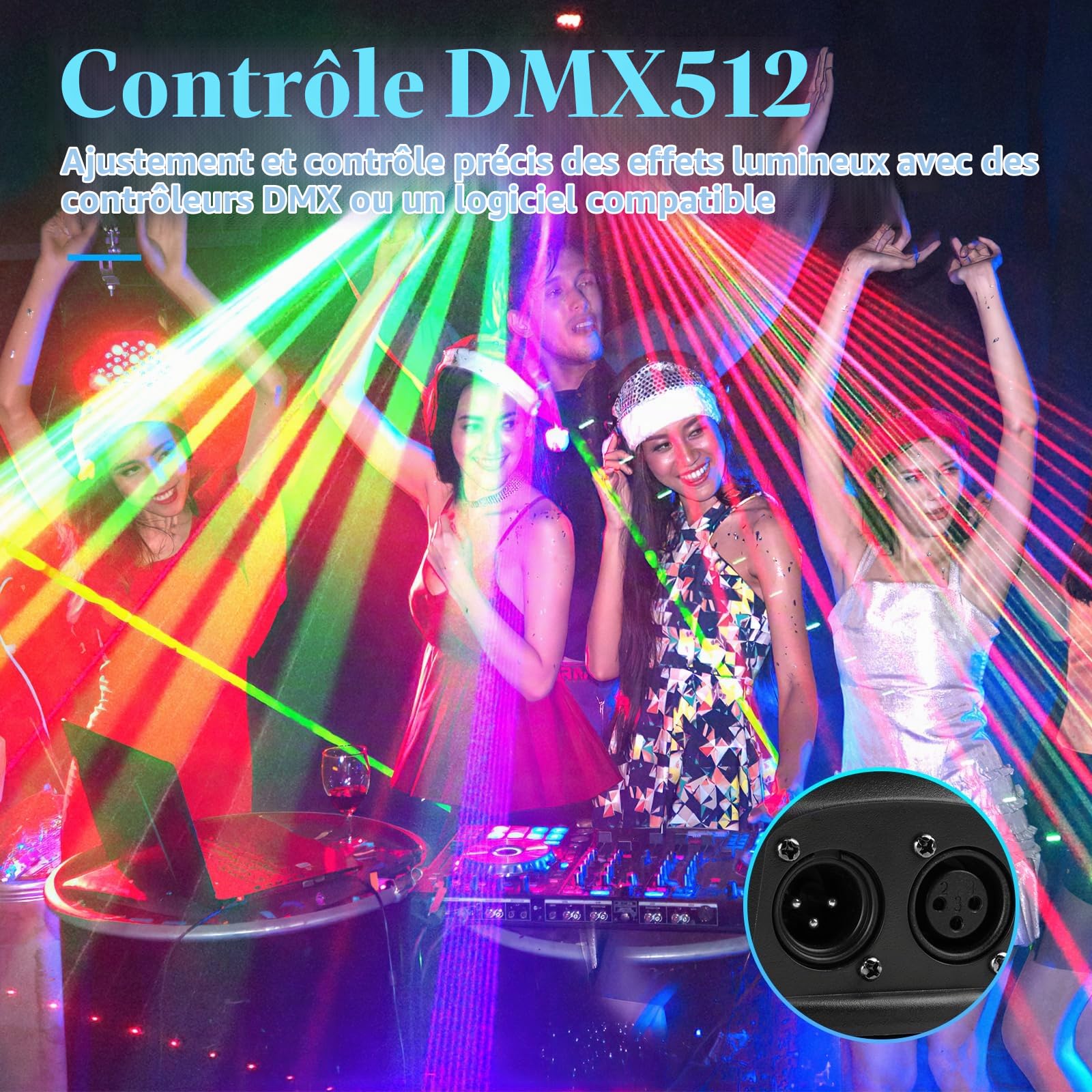 Lumière de discothèque, T100, Moving Head,Lumière LED RGB DJ Projecteur Contrôlé par la musique Lumières de discothèque, Projecteur d'effets DMX,Pour KTV Réunion de famille Mariage
