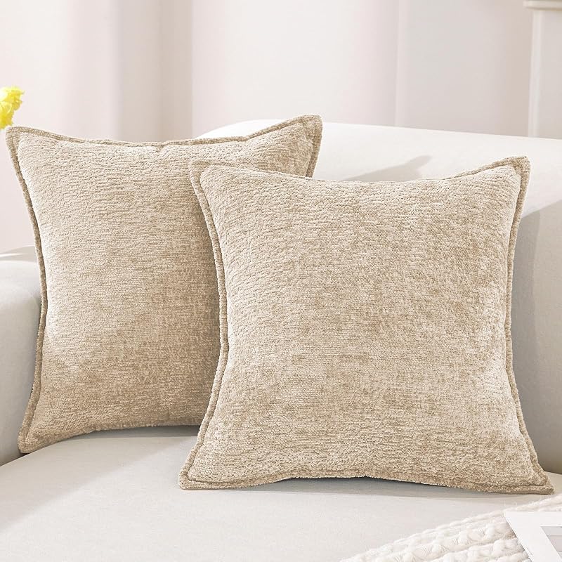 YSTELLAA Federe chenille 40x40 avena, 2 pezzi