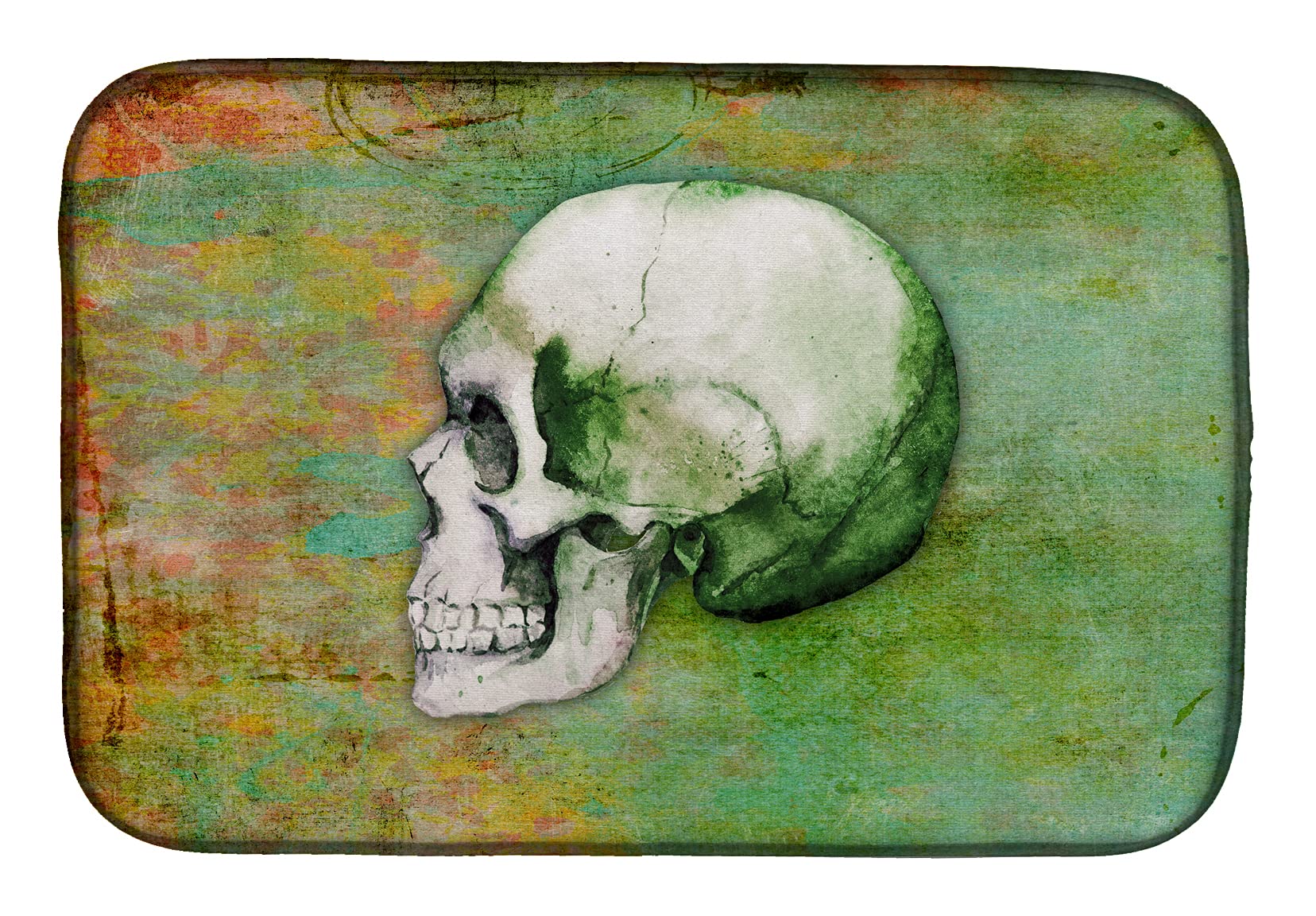 Tapis de vaisselle grand format motif crâne vert Fête des Morts 14 x 21 pouces