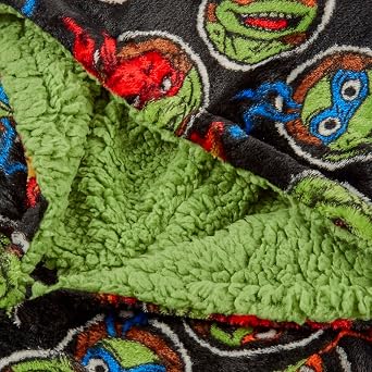 Teenage Mutant Ninja Turtles Hoodie For Kids | Boys Oversized Hoodie Soft Fleece Blanket | Sherpa Hood Lining | Gift For Boys | One Size Fits All Age 4-10 Years