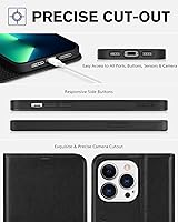 Vista 8 de TUCCH Funda tipo cartera para iPhone 13 Pro, tarjetero con bloqueo RFID, soporte magnético de piel sintética, funda protectora de poliuretano