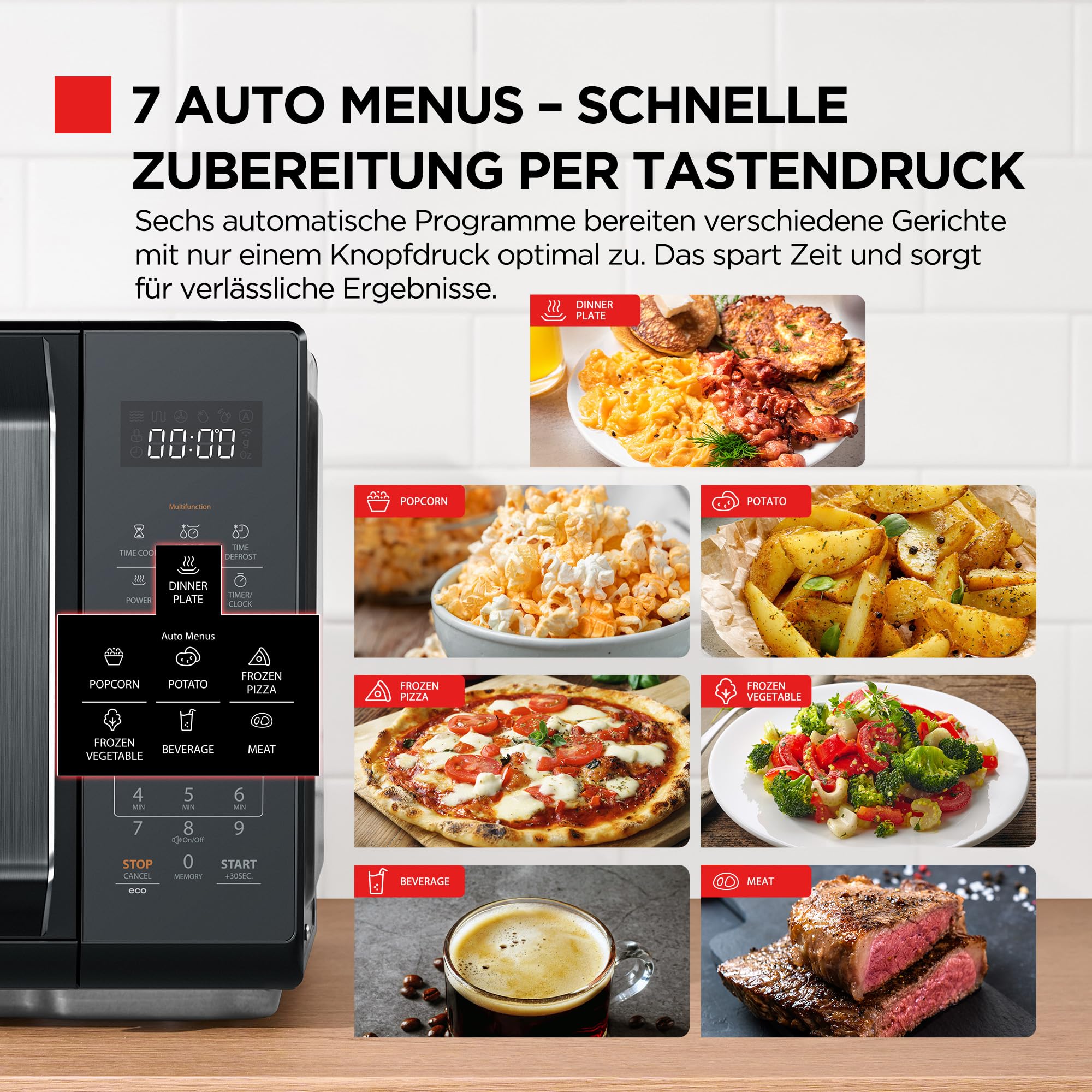 TOSHIBA Microwave in nero specchiato, 23 litri, 800 W, digitale da solo mini microwave con 11 livelli di potenza, 6 programmi automatici, funzione di cottura espressa, defrost, display digitale, MW3