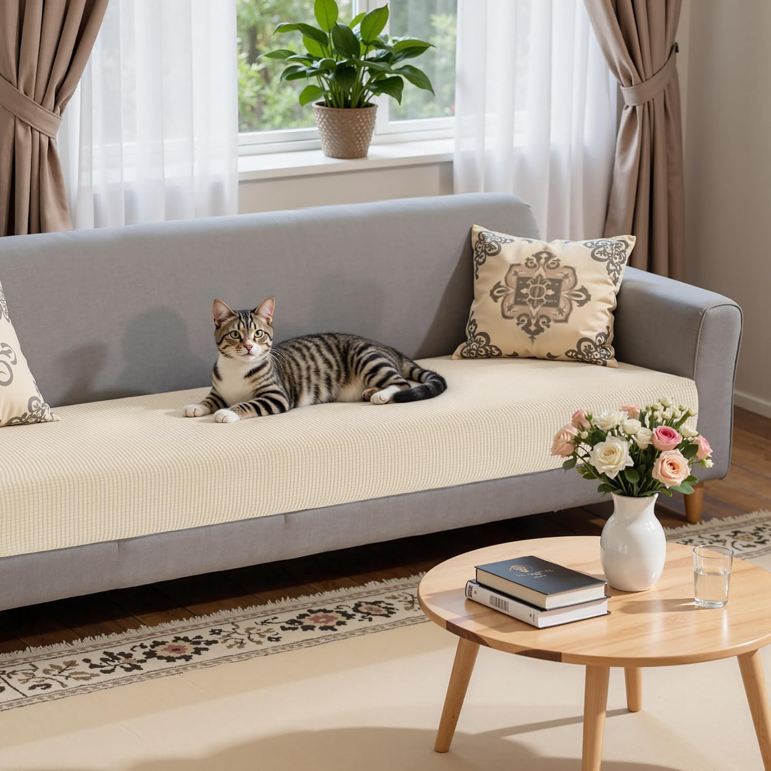 Hokway Stretch Couch Cushion Slipcovers X-Large Reversible Cushion Replacement Slipcovers Sofa Cushion Covers