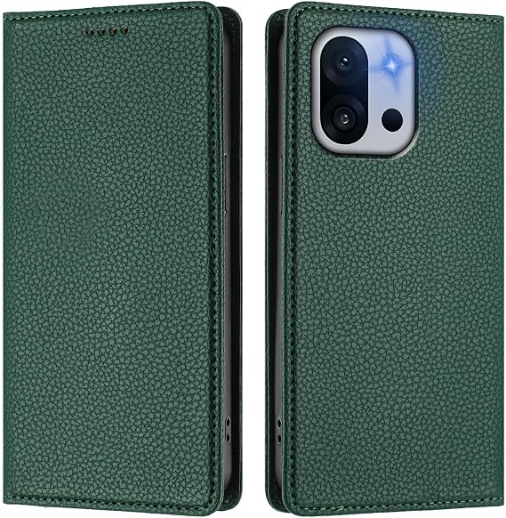 Compatible with Oneplus 13S Case Cover,Compatible with Oneplus 13T PKX110 Flip PU Leather Magnetic Protective Leather Case Green