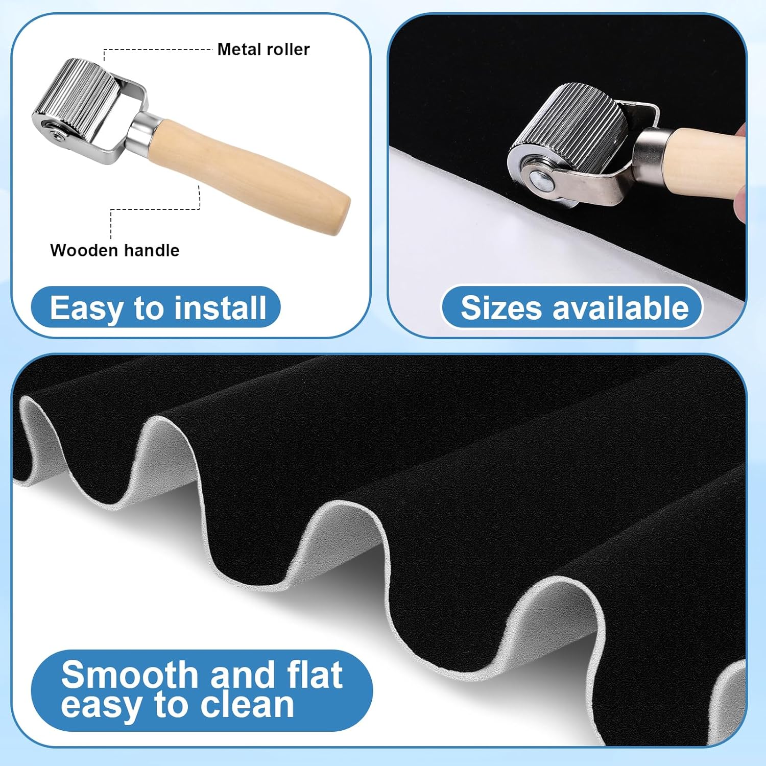 Black Suede Headliner Fabric 125" L x 60" W with Foam Backing, with Seam Roller Tool, Auto Roof Liner Replacement Material for Car/Truck/SUV/RV