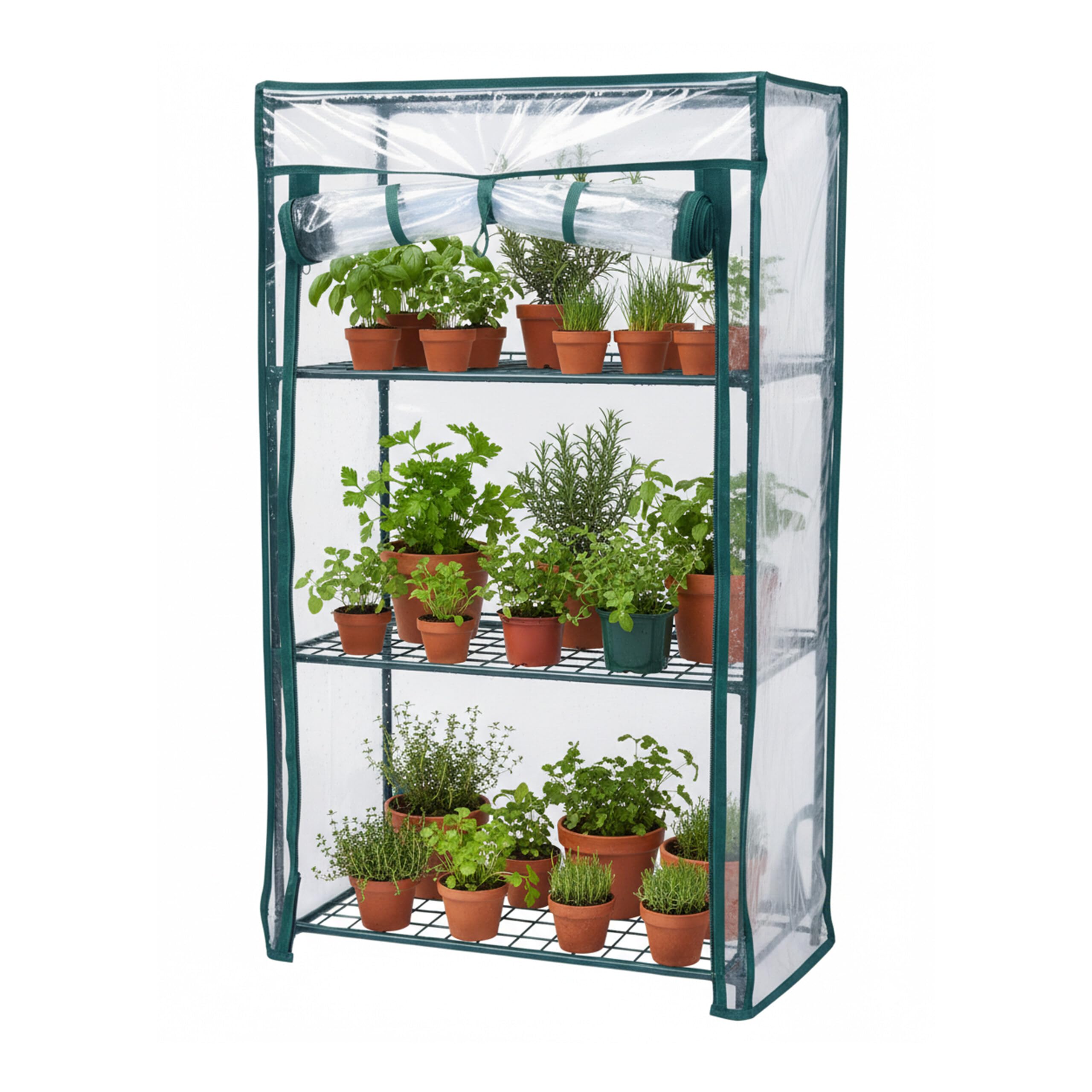 Relaxdays Balcony Greenhouse, 1 pack, PVC film, steel, HxWxD: 80 x 46 x 24 cm, 3-tier tomato house, green/transparent