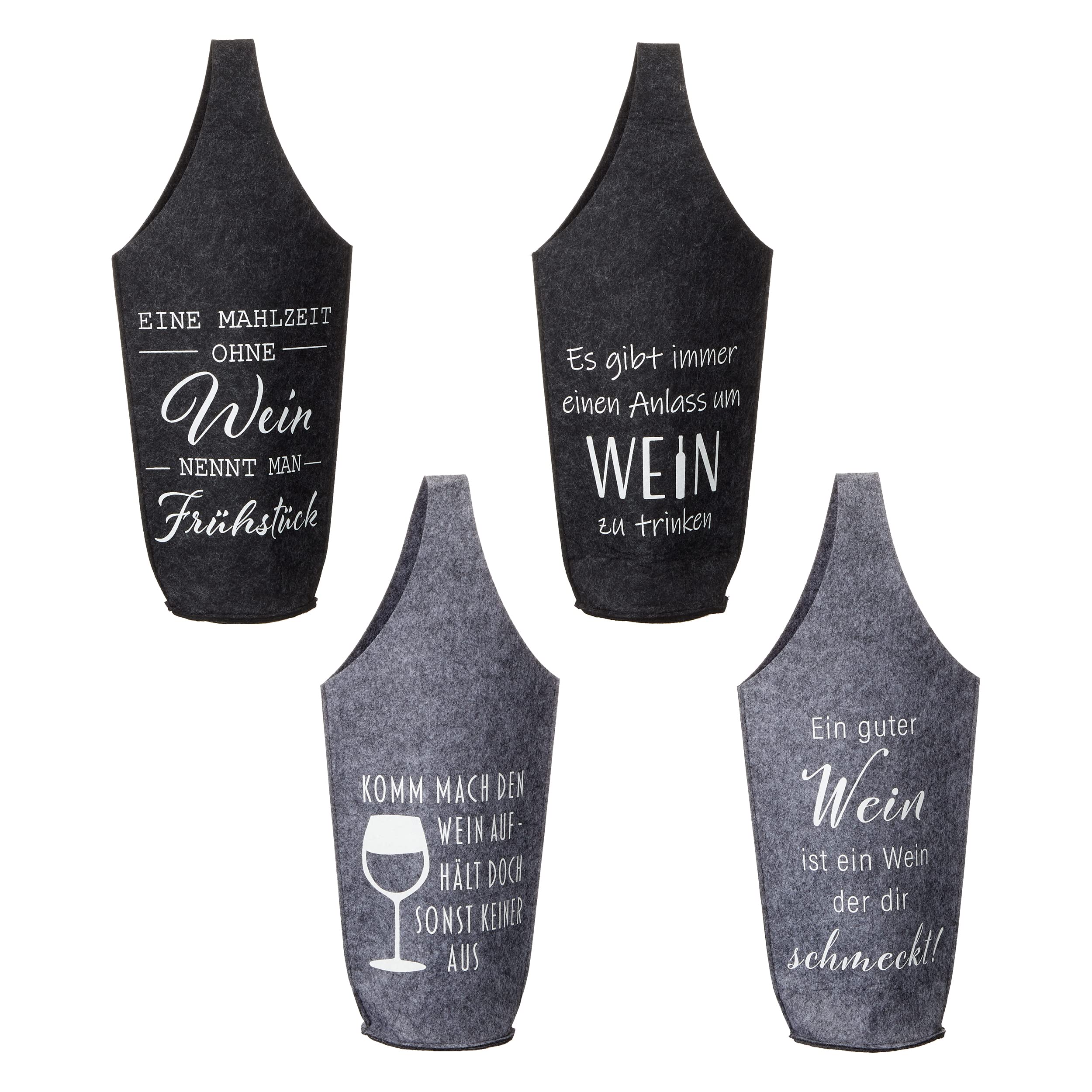 Produktbild von MC Trend 4er Set Filz Weintaschen - Stylische Geschenkverpackung Für Weinflaschen