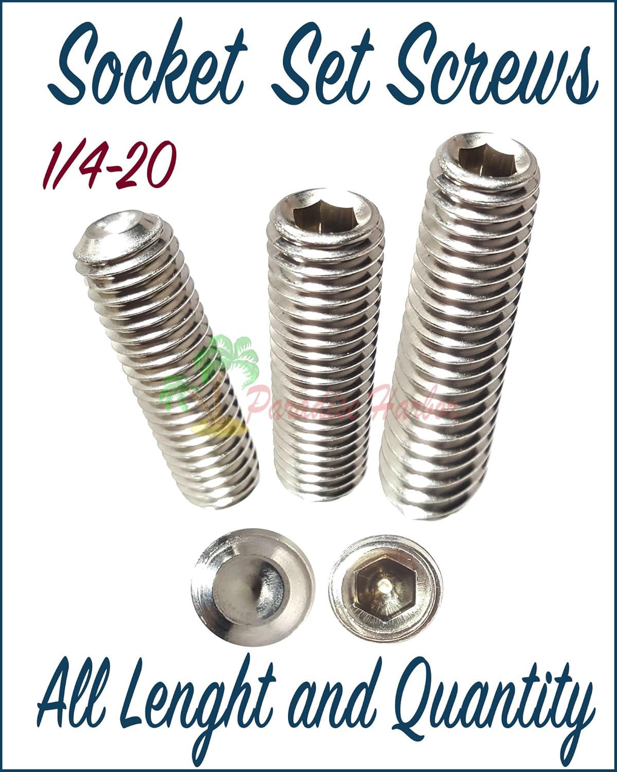 Paradise Harbor 50 Pcs 1/420 Socket Set Screws Allen Hex