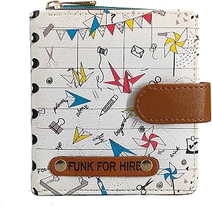 Funk For Hire Women’s White Origami Print Wallet | Vegan Leather Two-Fold Compact Wallet | 6 Card Slots | Coin Pouch with ... Price In India