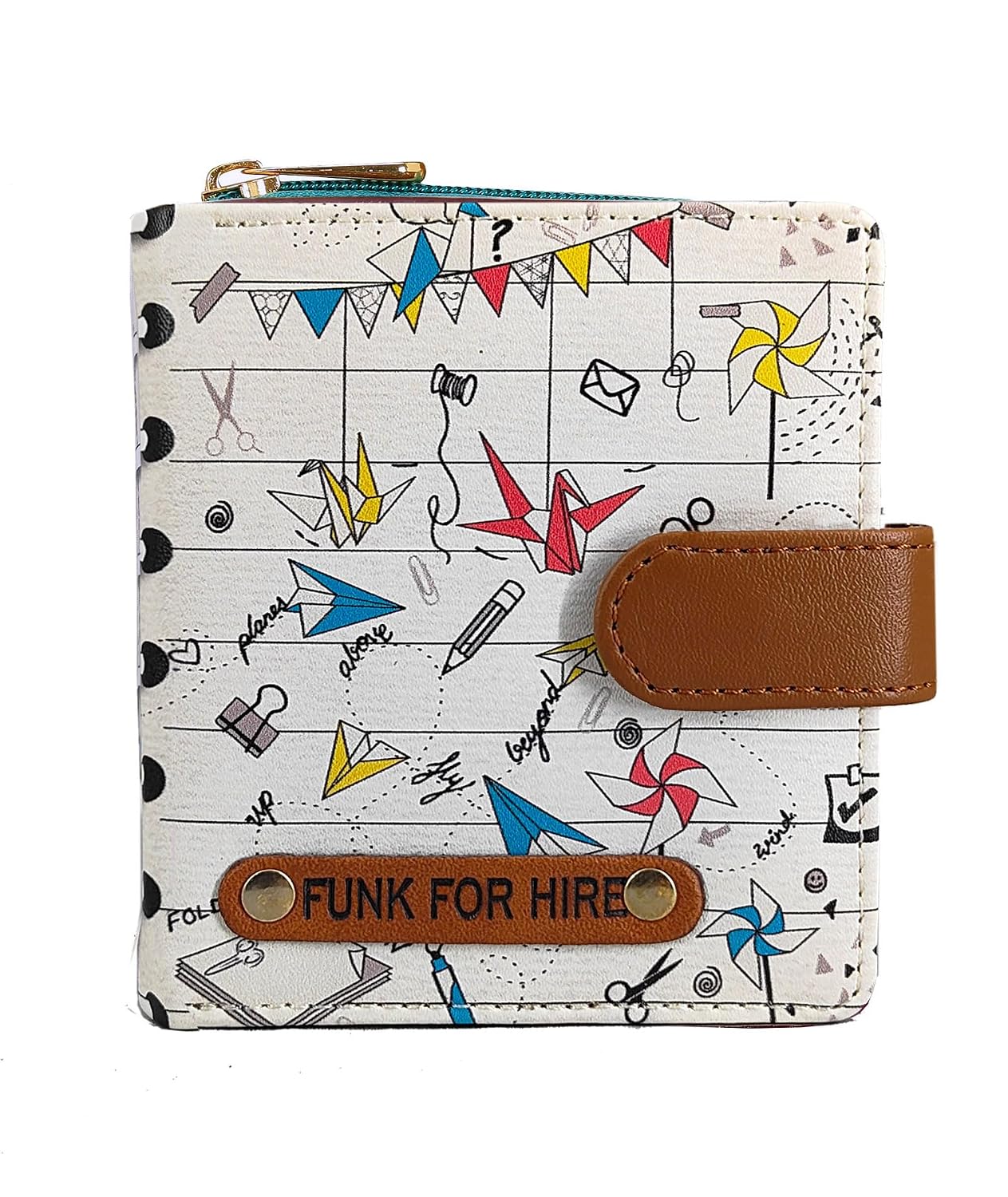 Funk For Hire Women’s White Origami Print Wallet | Vegan Leather Two-Fold Compact Wallet | 6 Card Slots | Coin Pouch with ... - Review, Price and Buying Guide