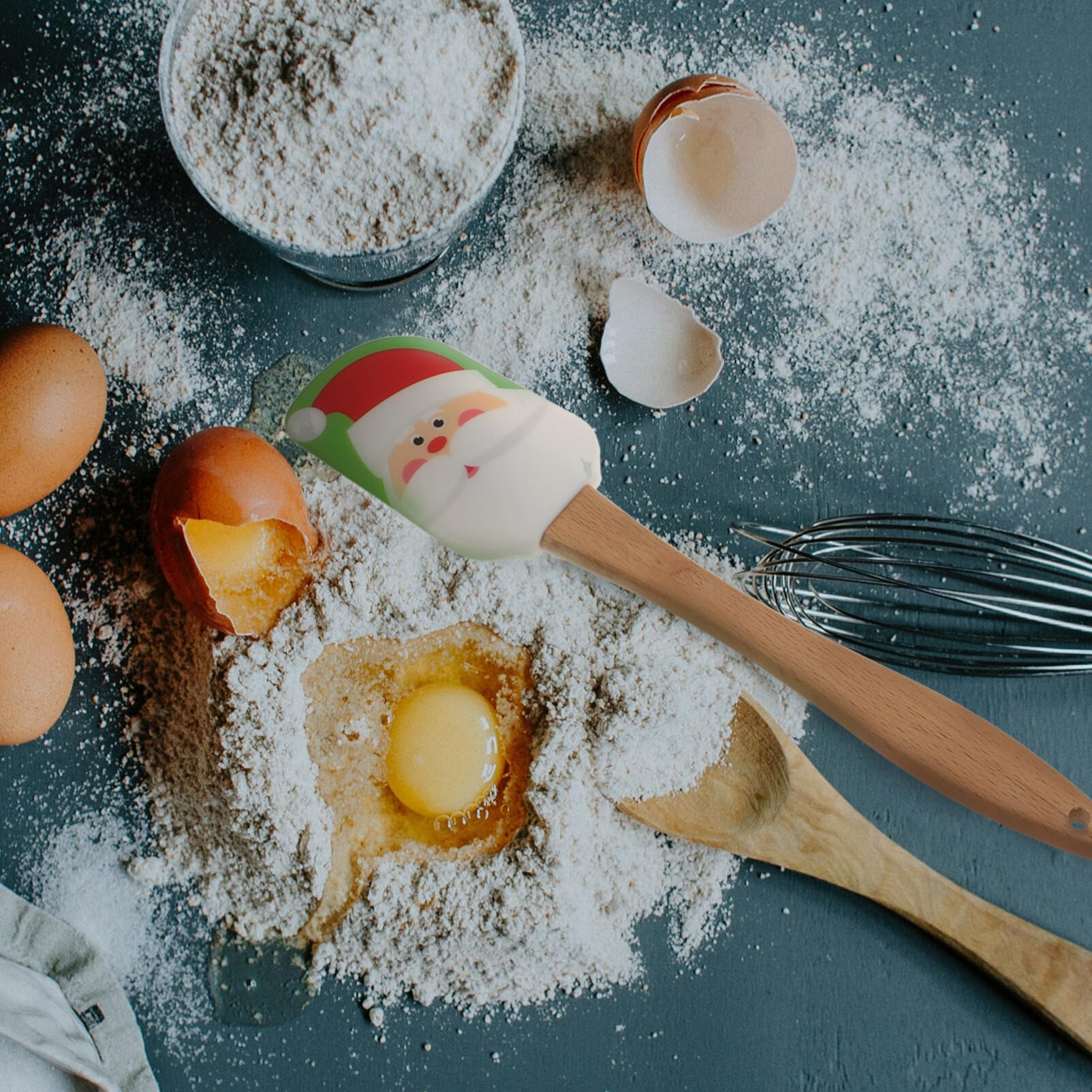Luxshiny 4piezas Espátula De Silicona Para Repostería Mango Espátula De Cocina Para Hornear Utensilio De Repostería Para Para Pasteles Navidad Colores Surtidos