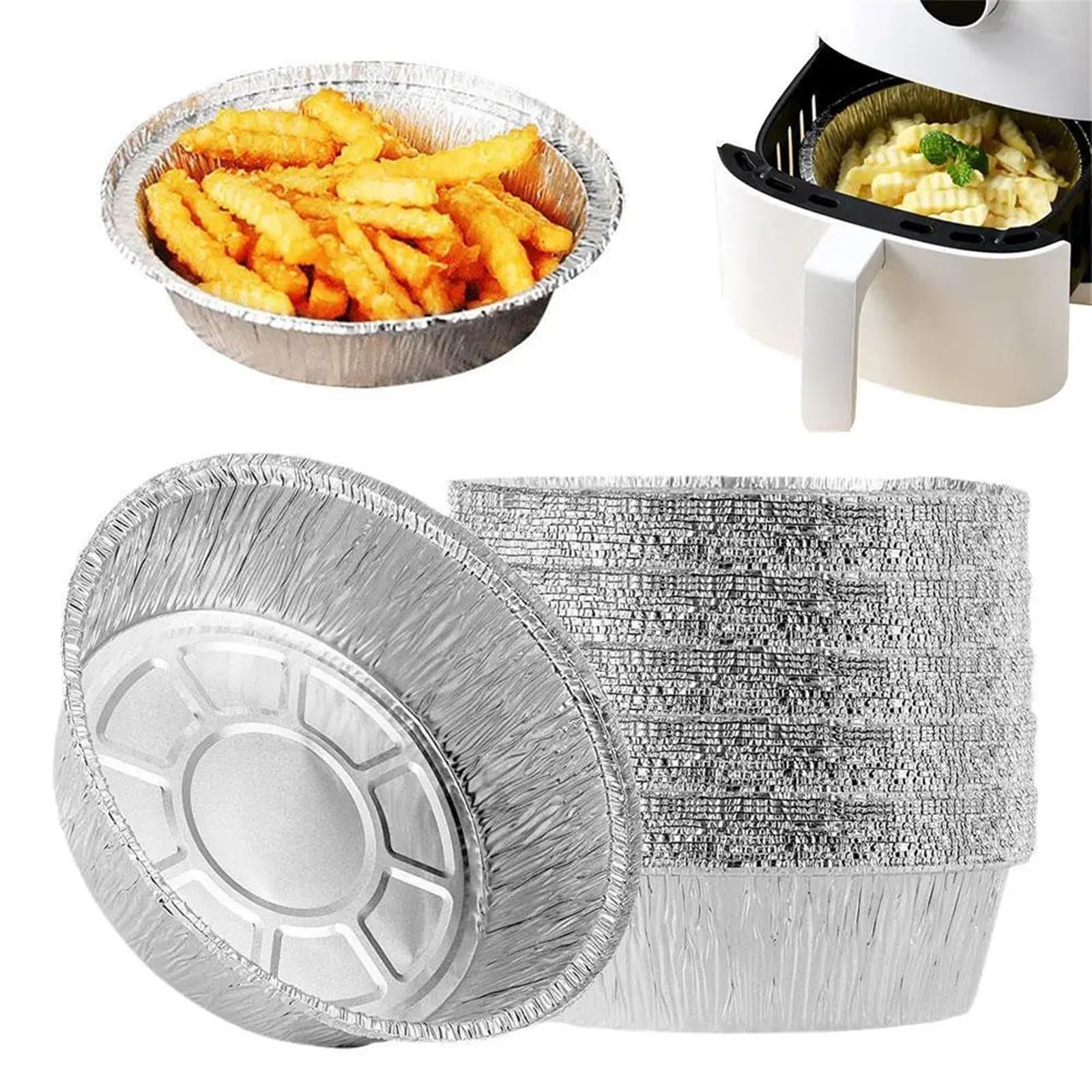 Jednorazowe naczynia kuchenne 50/100 sztuk folia aluminiowa puszka puszka na gorące powietrze frytkownica papier kosz parowy kuchnia narzędzie do pieczenia grill taca ociekowa do gotowania (50 szt.)