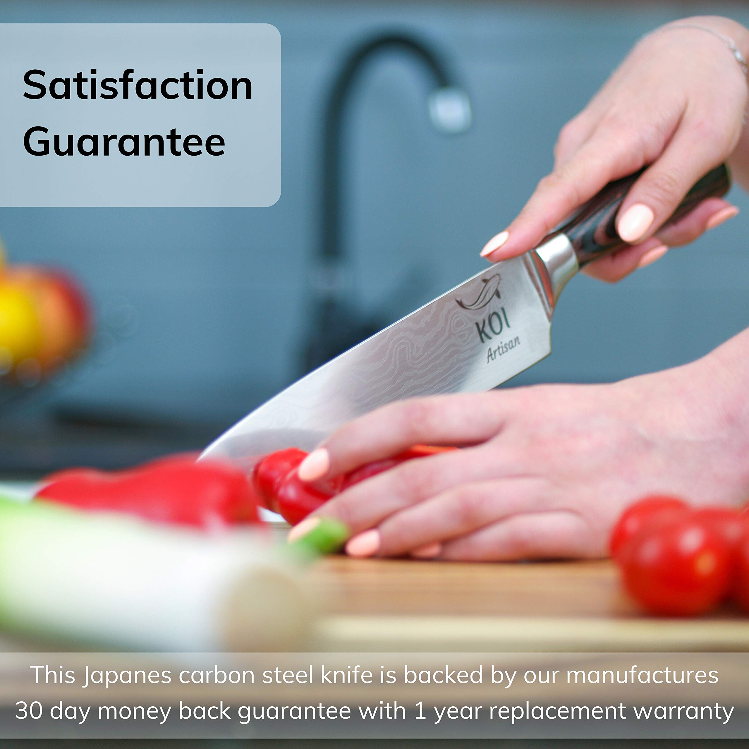 KOI ARTISAN Professional Chef Knifes 8 Inch Razor Sharp Blade Best