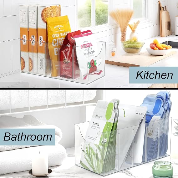 ZEXALOR Acrylic Belt Organizer, Belt Storage Holder Purse Organizer for Closet, 5 Compartments Clear Plastic Display Case Pantry Kitchen Cabinet Organizers and Storage Seasoning Organizer
