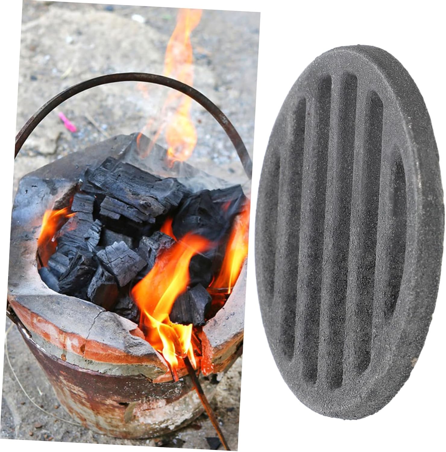 Fire Grate for Chimney and Grill, Iron Alloy Black
