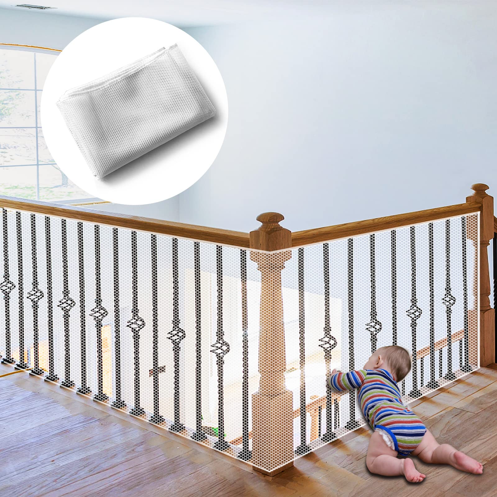 Stairway Net, Banister Baby Proofing Guard 10Ft x 2.6Ft